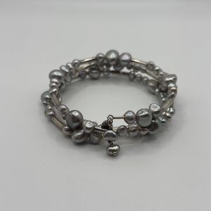 Silpada Sterling Silver Gray Pearl Wrap Bracelet  B2184 .925 Freshwater Signed